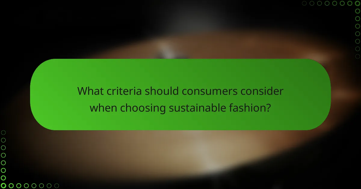 What criteria should consumers consider when choosing sustainable fashion?