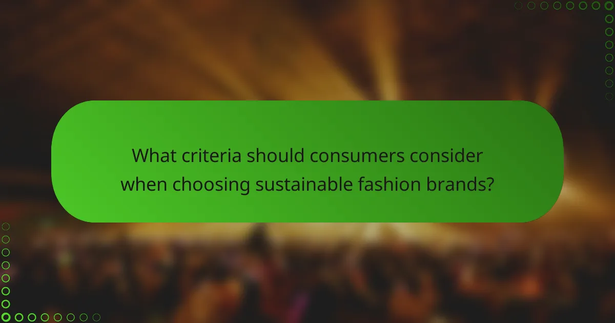 What criteria should consumers consider when choosing sustainable fashion brands?