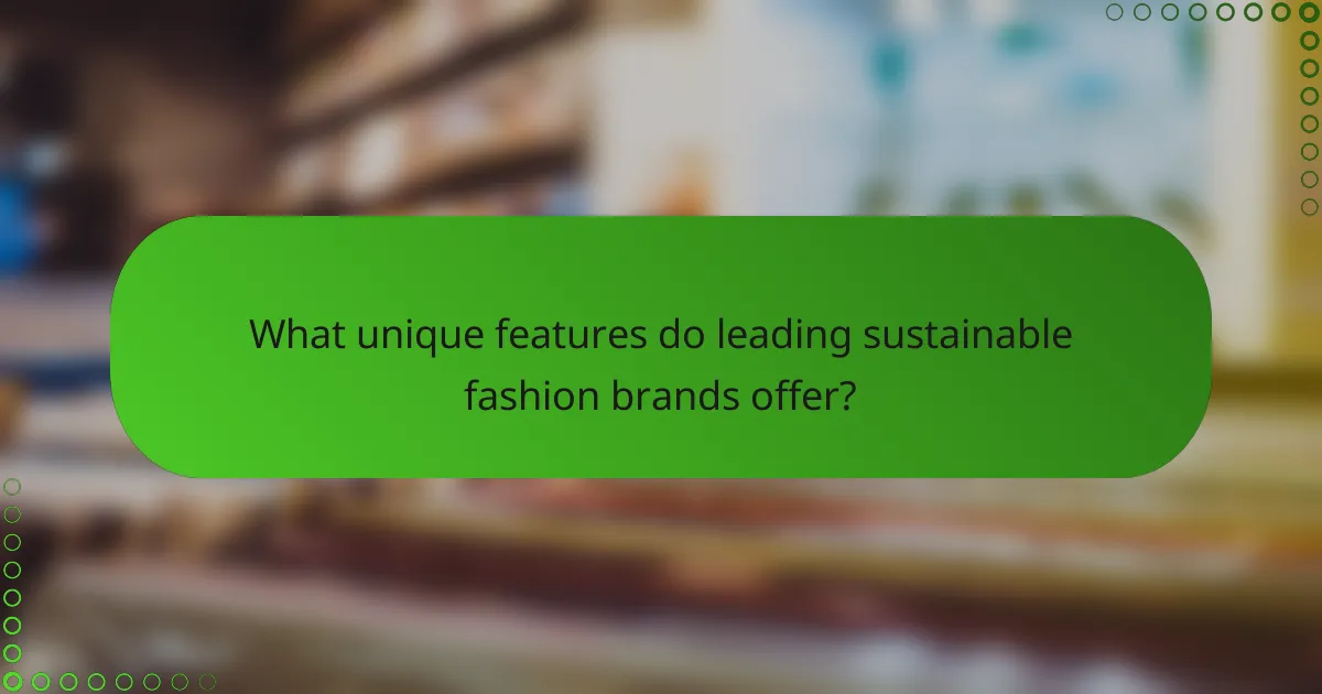 What unique features do leading sustainable fashion brands offer?